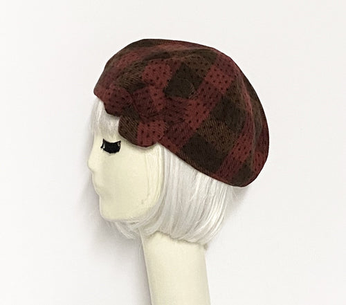 Red Wool Beret Flower